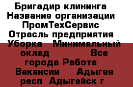 Бригадир клининга › Название организации ­ ПромТехСервис › Отрасль предприятия ­ Уборка › Минимальный оклад ­ 30 000 - Все города Работа » Вакансии   . Адыгея респ.,Адыгейск г.